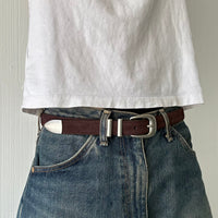 Dark Brown Suede Classic Skinny Belt