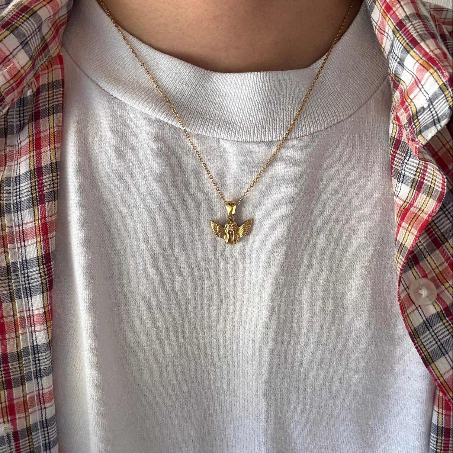 Gold Cherub Angel Pendant Necklace