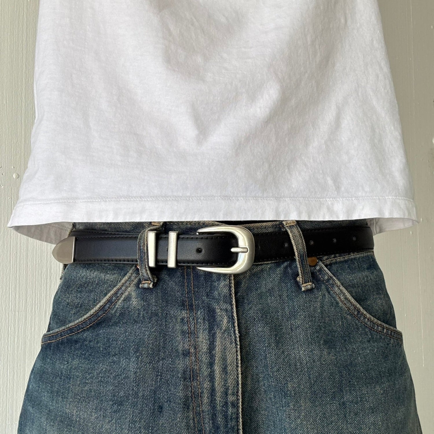Black Classic Skinny Belt