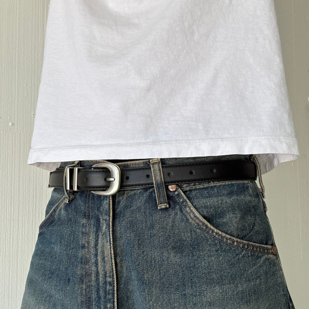 Black Classic Skinny Belt