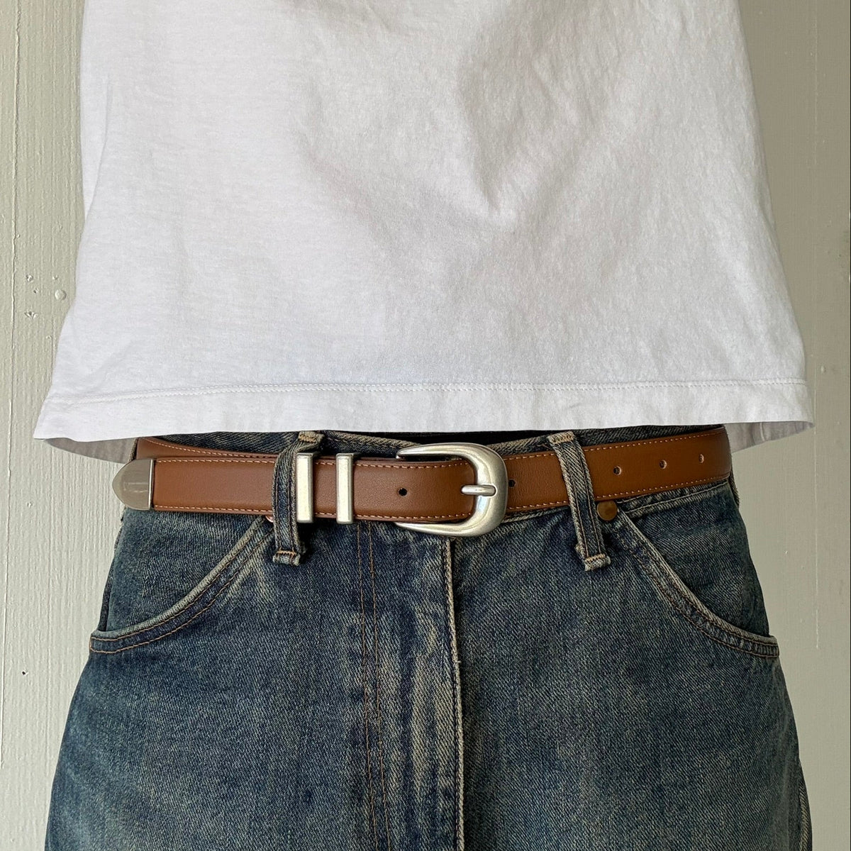Brown Classic Skinny Belt