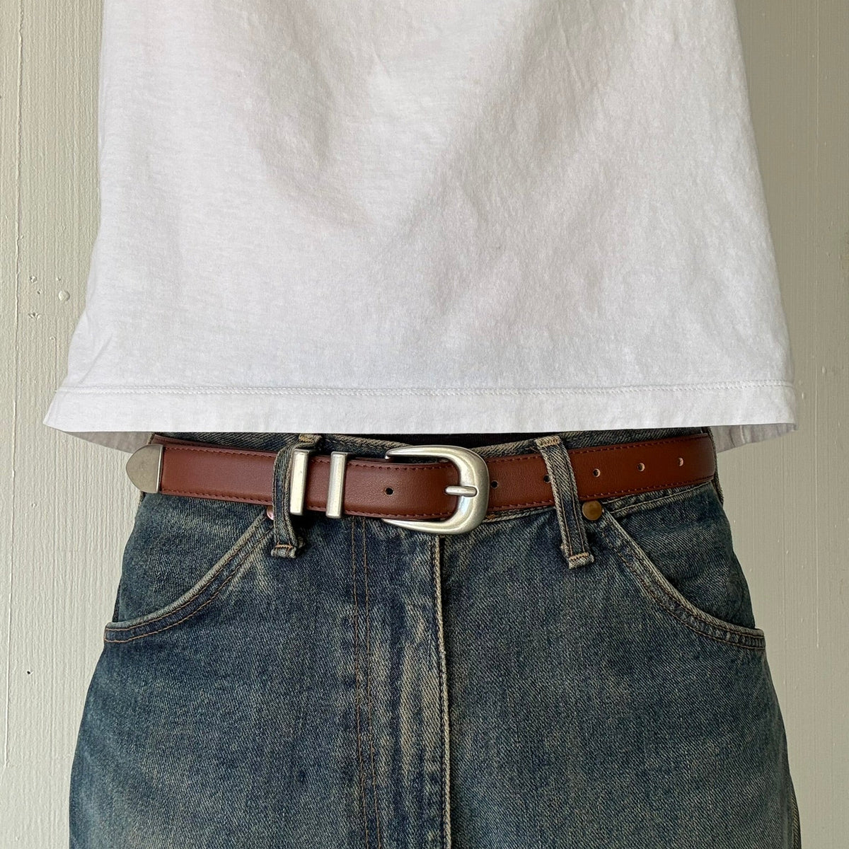 Dark Brown Classic Skinny Belt