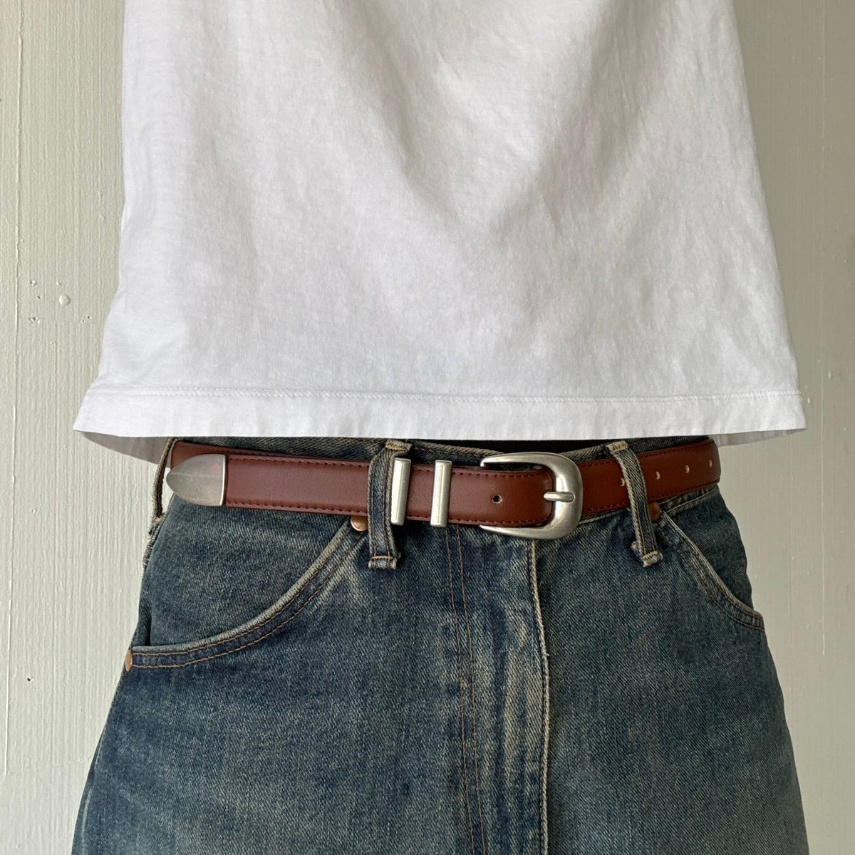 Dark Brown Classic Skinny Belt