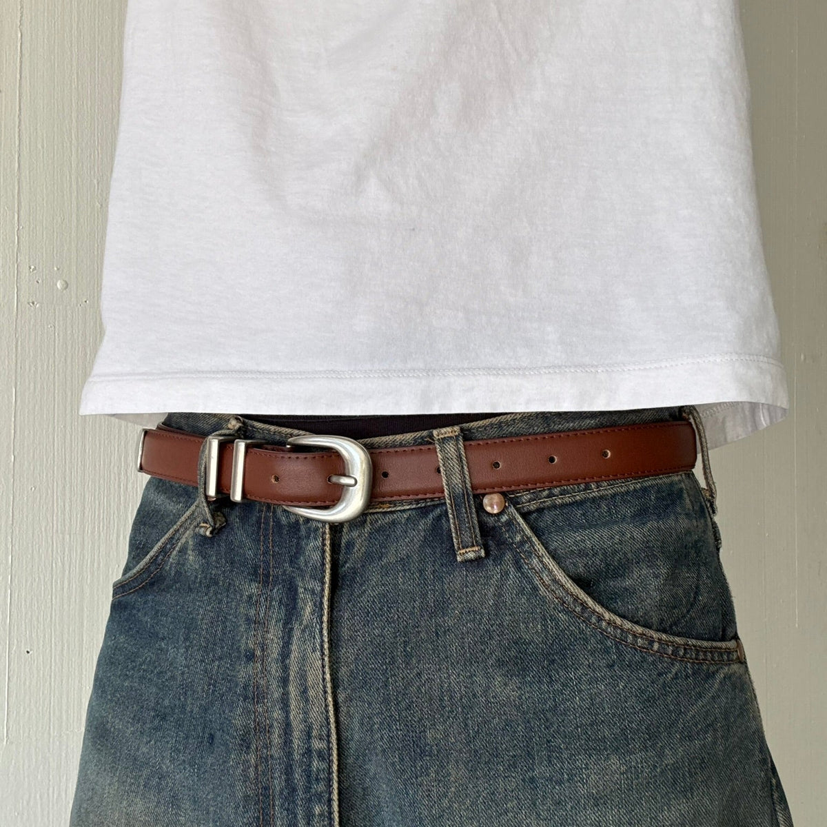Dark Brown Classic Skinny Belt