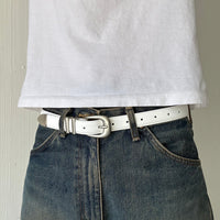 White Classic Skinny Belt