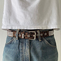 Dark Brown Leopard Print Fur Belt