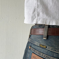 Brown Crocodile Print Western Belt