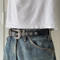 Black Crocodile Print Western Belt