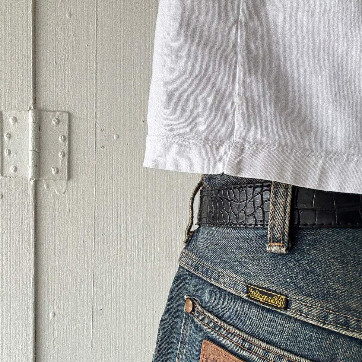 Black Crocodile Print Western Belt