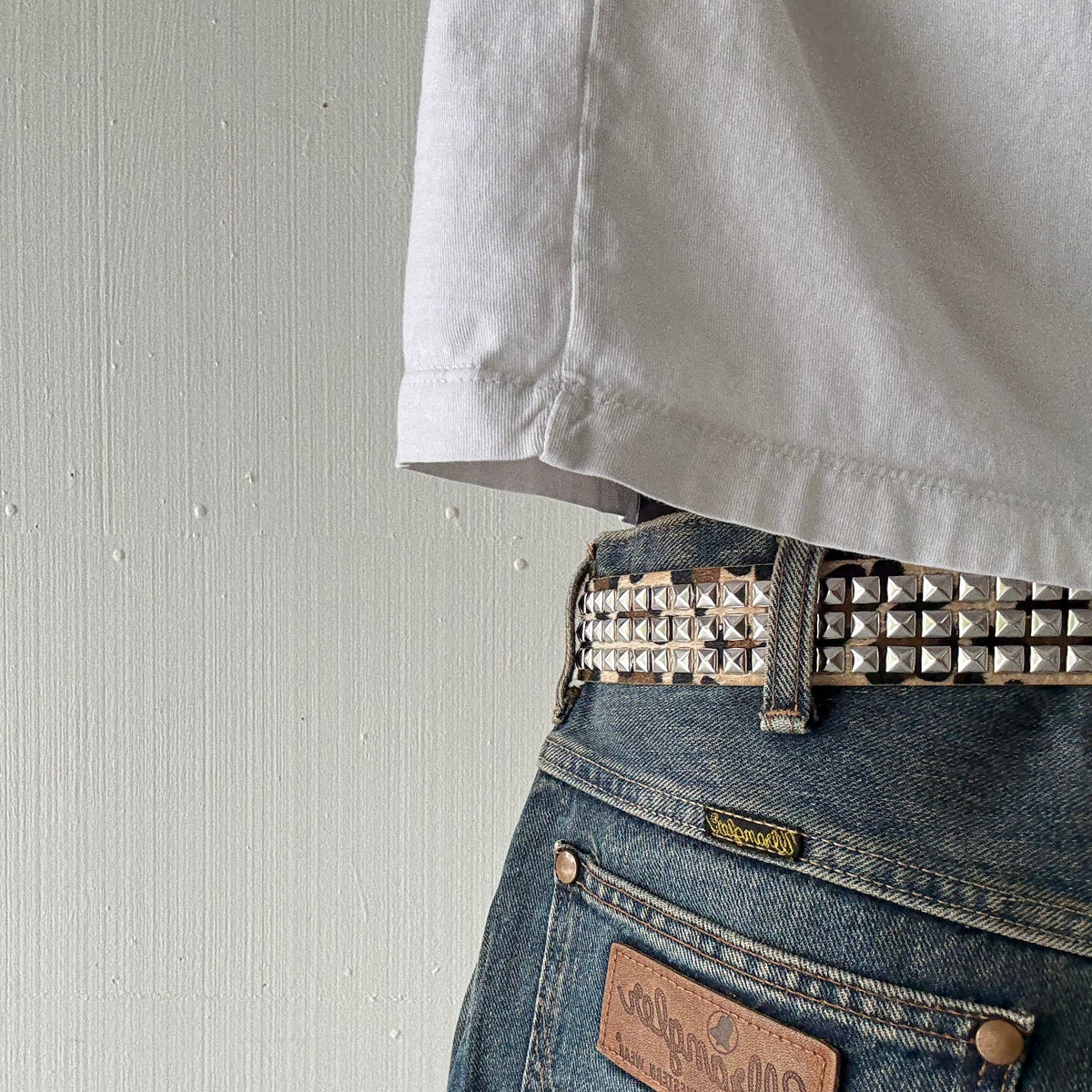 Khaki Leopard Print Fur Belt