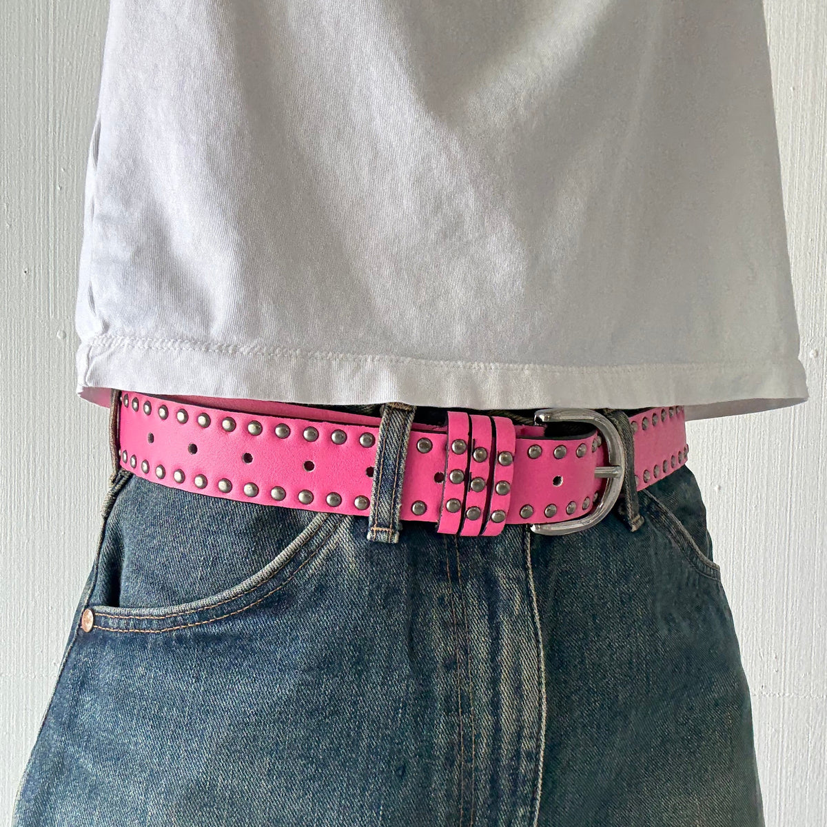 Pink Double Rivet Belt